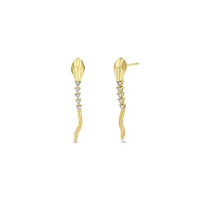 14k Diamond Tennis Snake Drop Earrings