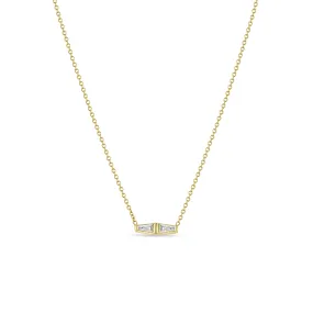 14k Double Tapered Baguette Diamond Necklace