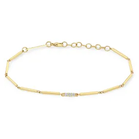 14k Single Diamond Bar Gold Linked Bar Bracelet