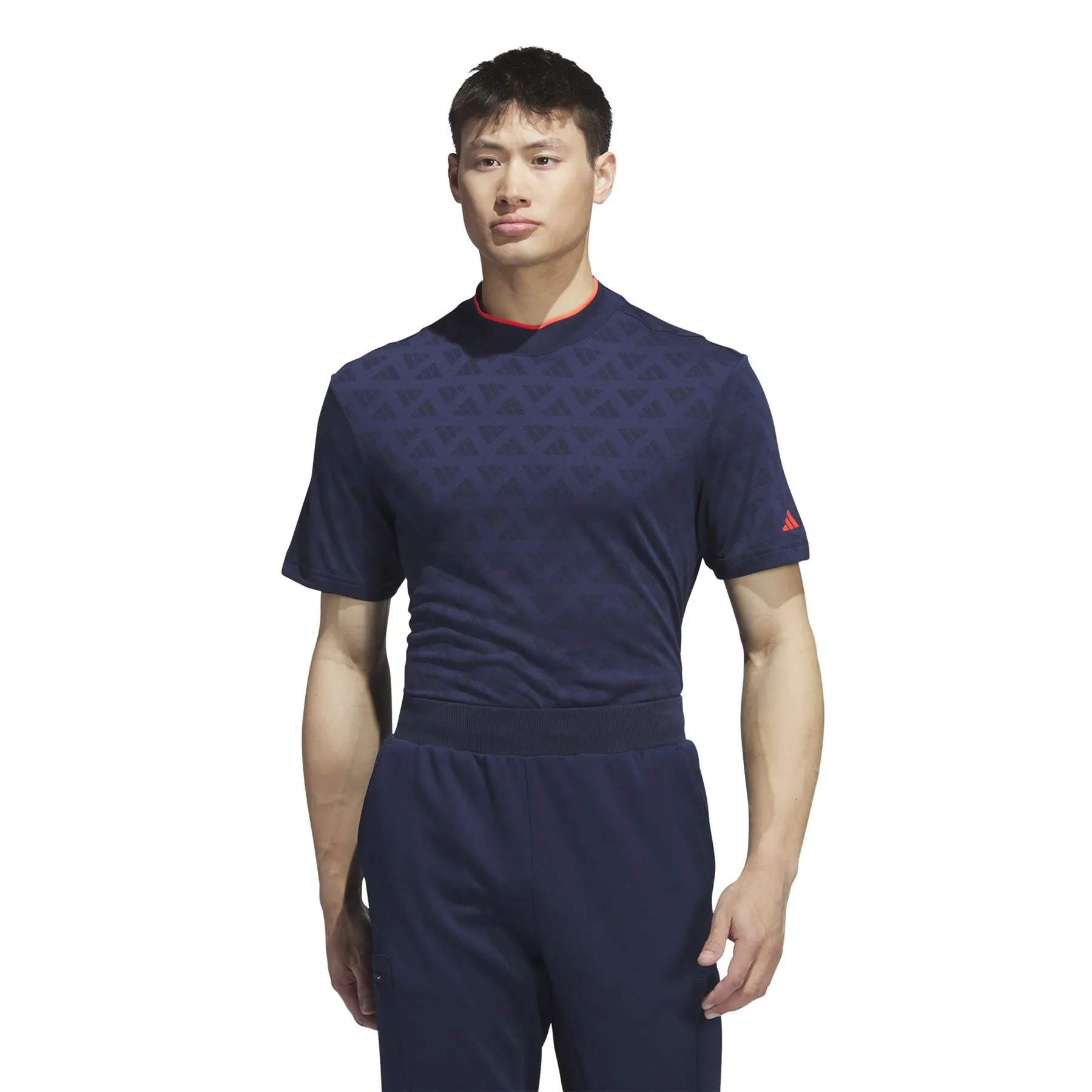 Adi Mock Neck Jacquard Polo Black/Collegiate Navy - W23