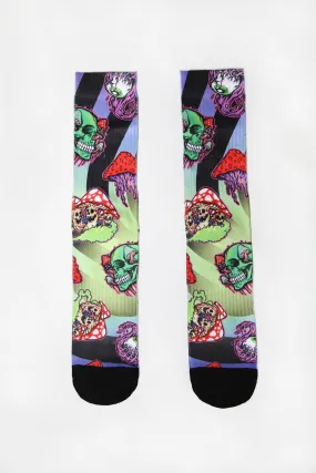 Arsenic Mens Mushrooms and Skulls Crew Socks