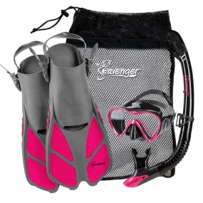 Aviator Snorkel Set - Black Silicone/Pink