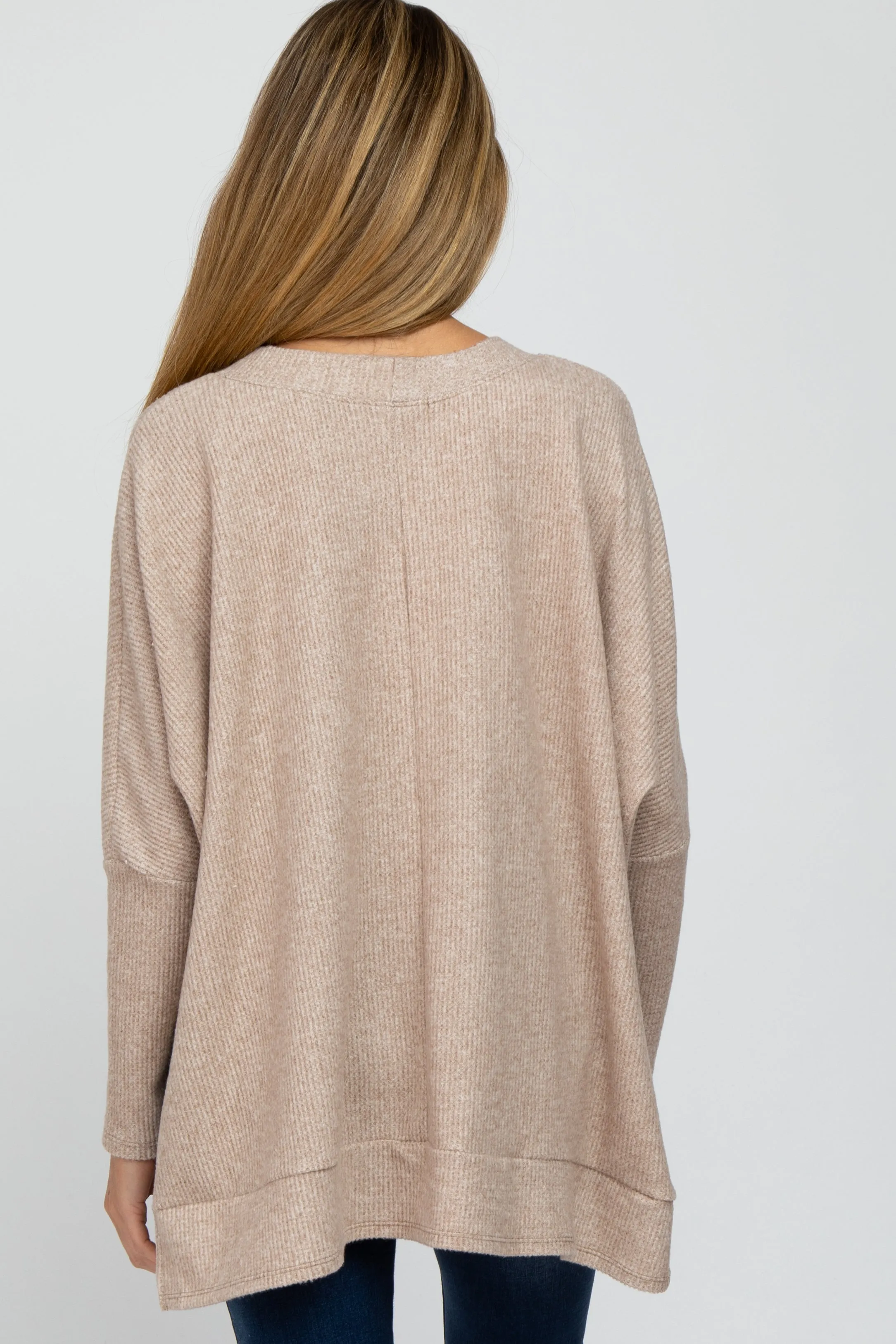 Beige Soft Knit Maternity Long Sleeve Top