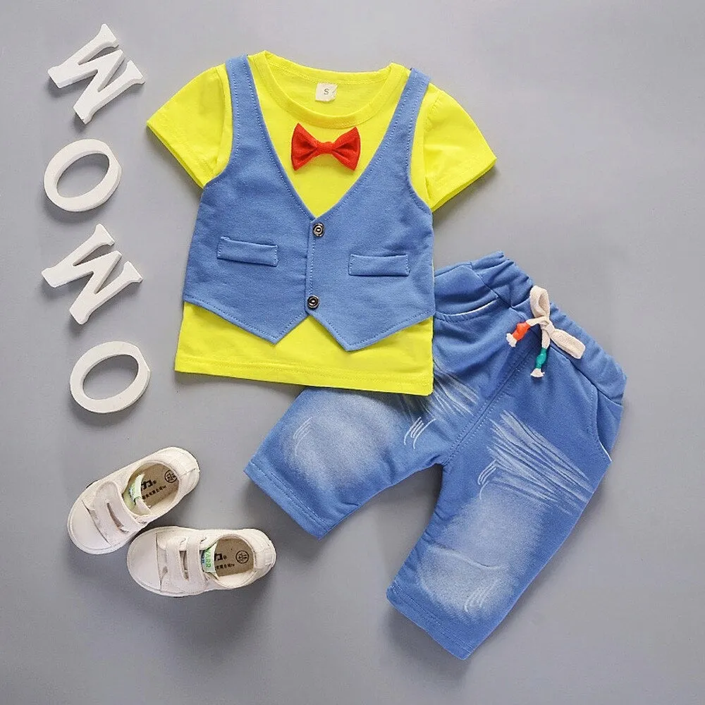 Boys Gentleman Soft Denim 2 Pcs Set