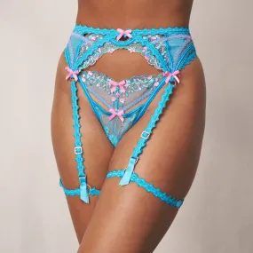 Clara Intimates Thong & Suspender Belt (Set) - Blue