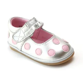 FINAL SALE - Angel Baby Girls Polka Dot Leather Mary Janes