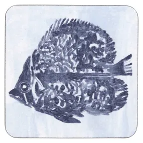 Indigo Fish Square Coaster- Set of 4