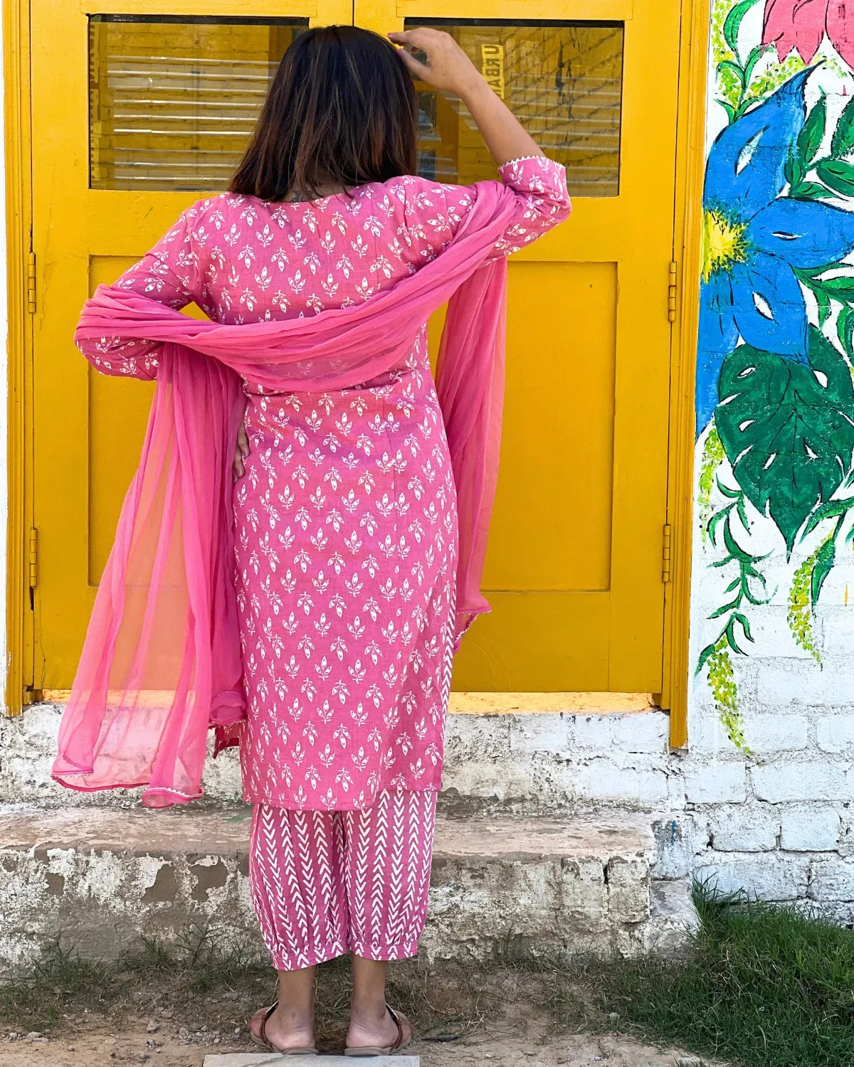 Mauve Pink Kurta, Pants & Dupatta - Set Of 3