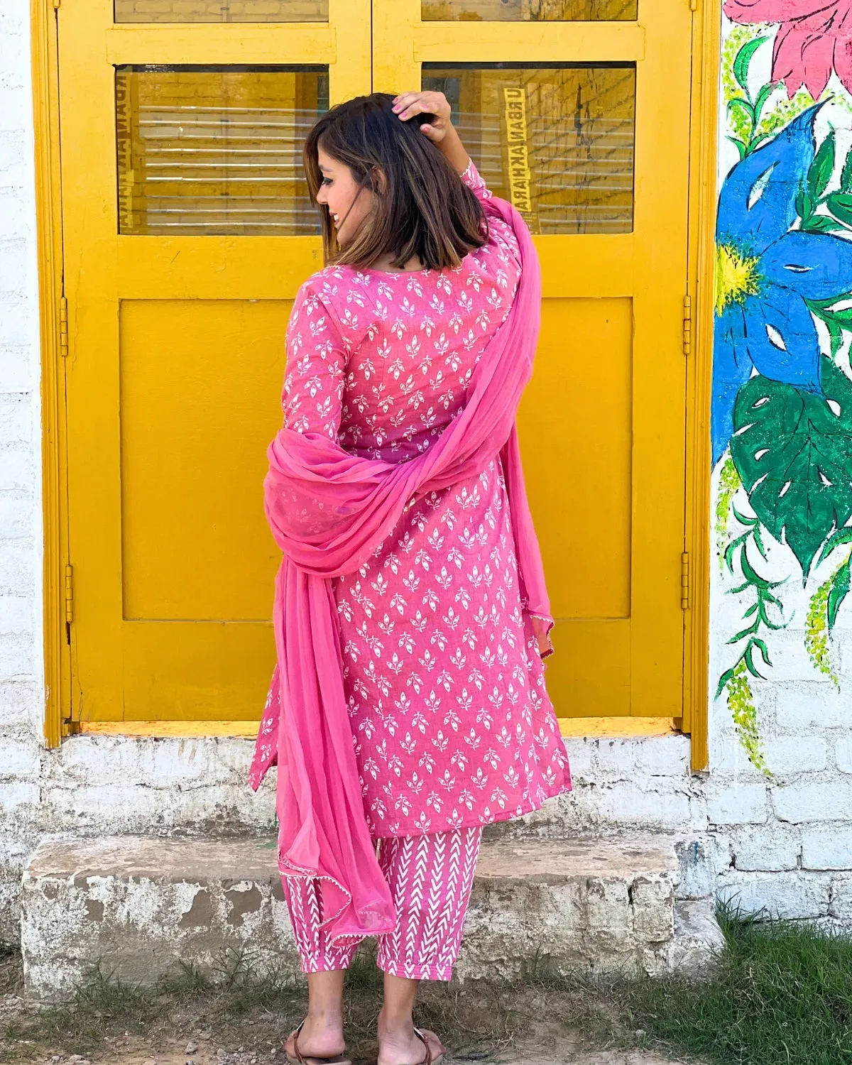 Mauve Pink Kurta, Pants & Dupatta - Set Of 3