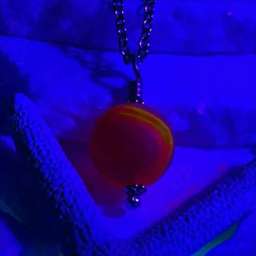 Nebula UV Yellow Orange and Red Sea Glass Marble Pendant  | #5281