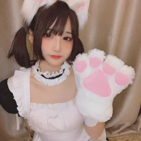 neko cat paw gloves / cat hair band / cat tail / choker  cosplay costumne