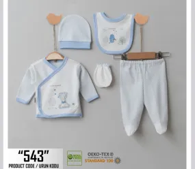 Neugeborenen Set 5 Tlg Jungen Blau mit Giraffe-543