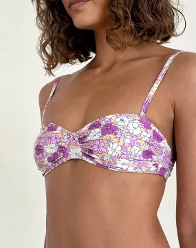 Pali Bikini Top in Bright Floral Orange and Purple