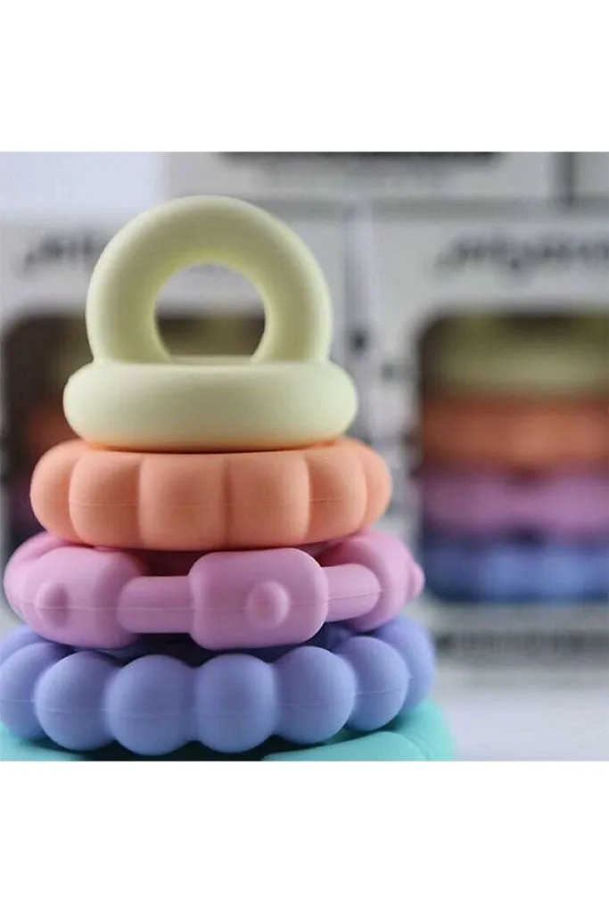 Pastel Rainbow Stacker and Teether Toy