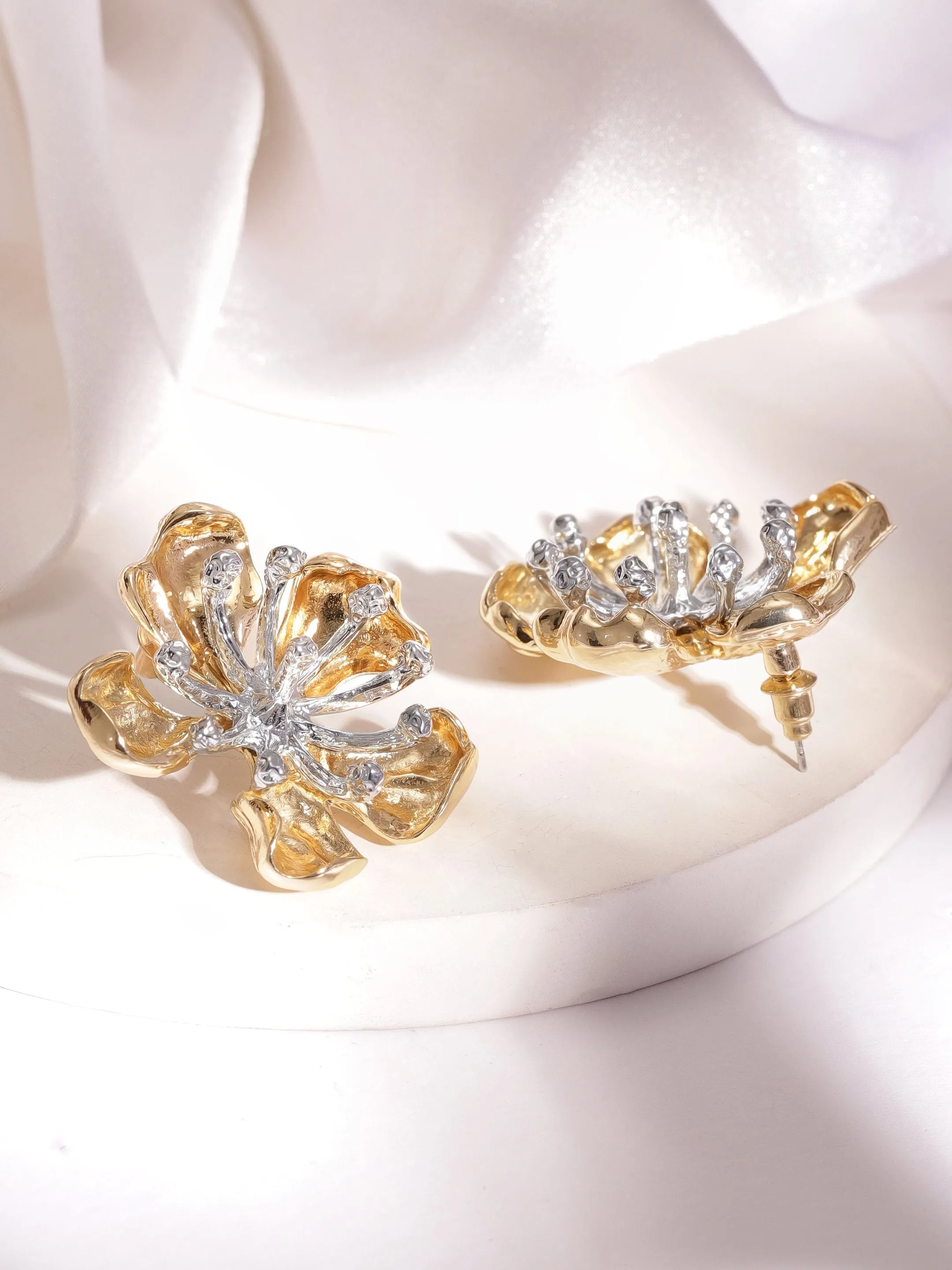 Rubans Voguish Gold-Plated Floral Studs Earrings