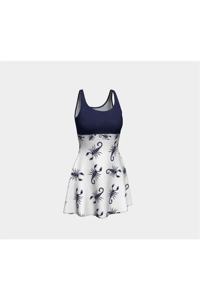 Scorpion in Delft Blue Flare Dress