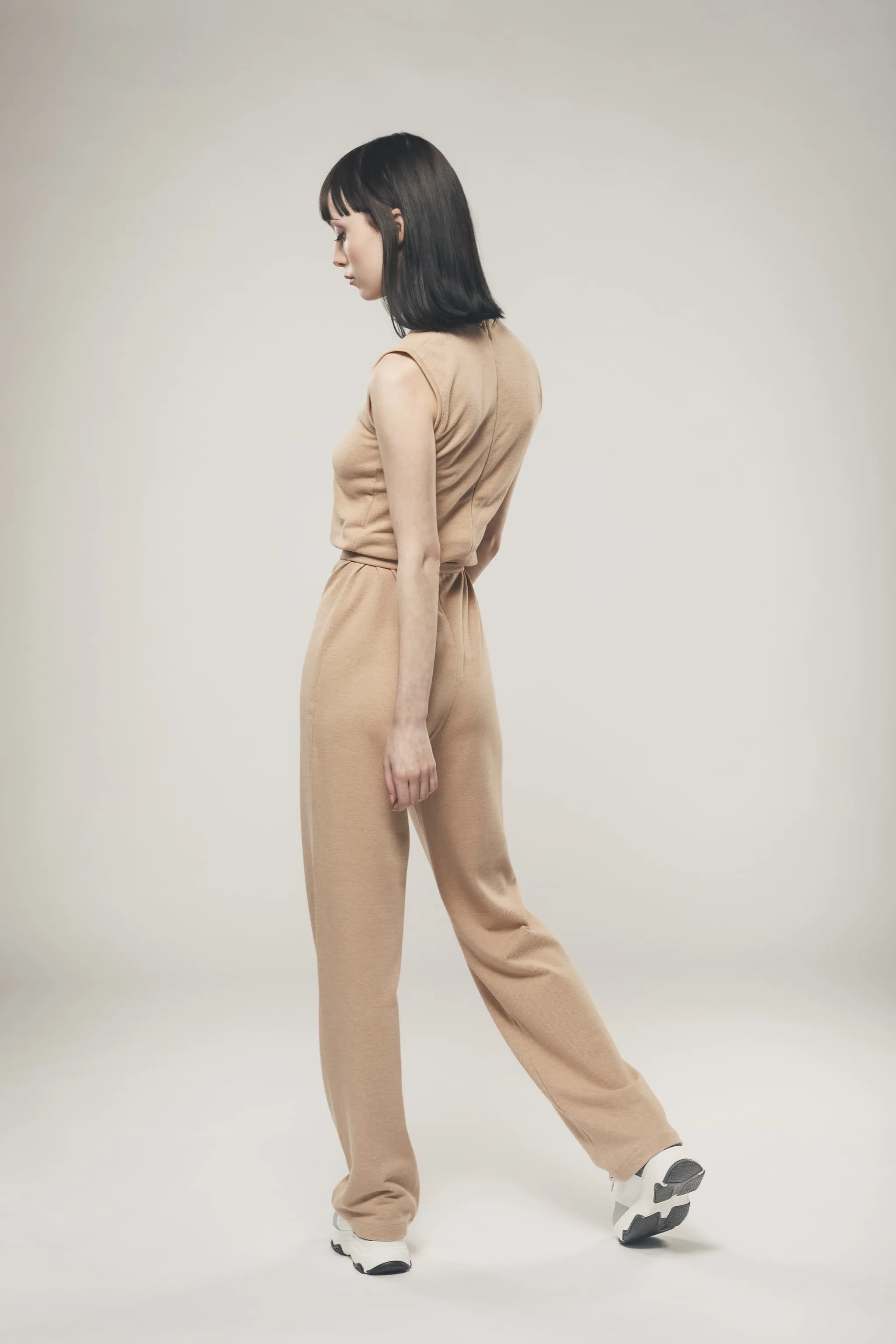 Straight Leg Jumpsuit in Light Brown