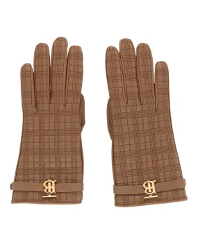 'TB' Quilted Leather Gloves