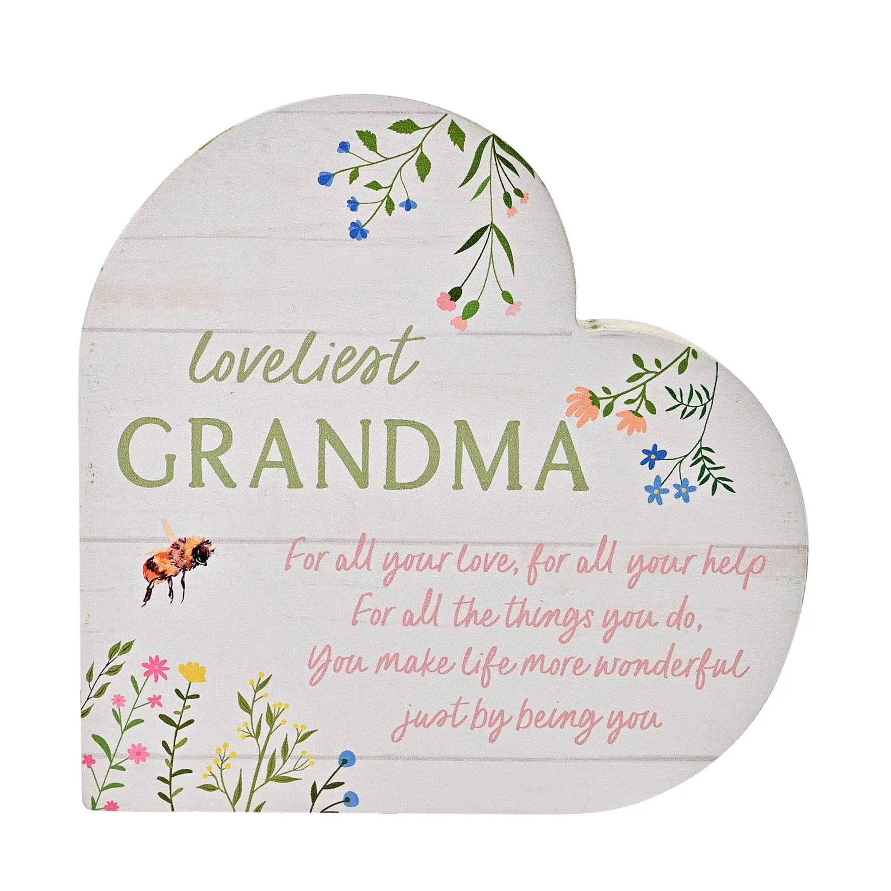 The Cottage Garden Floral Heart Mantel Plaque 'Grandma'